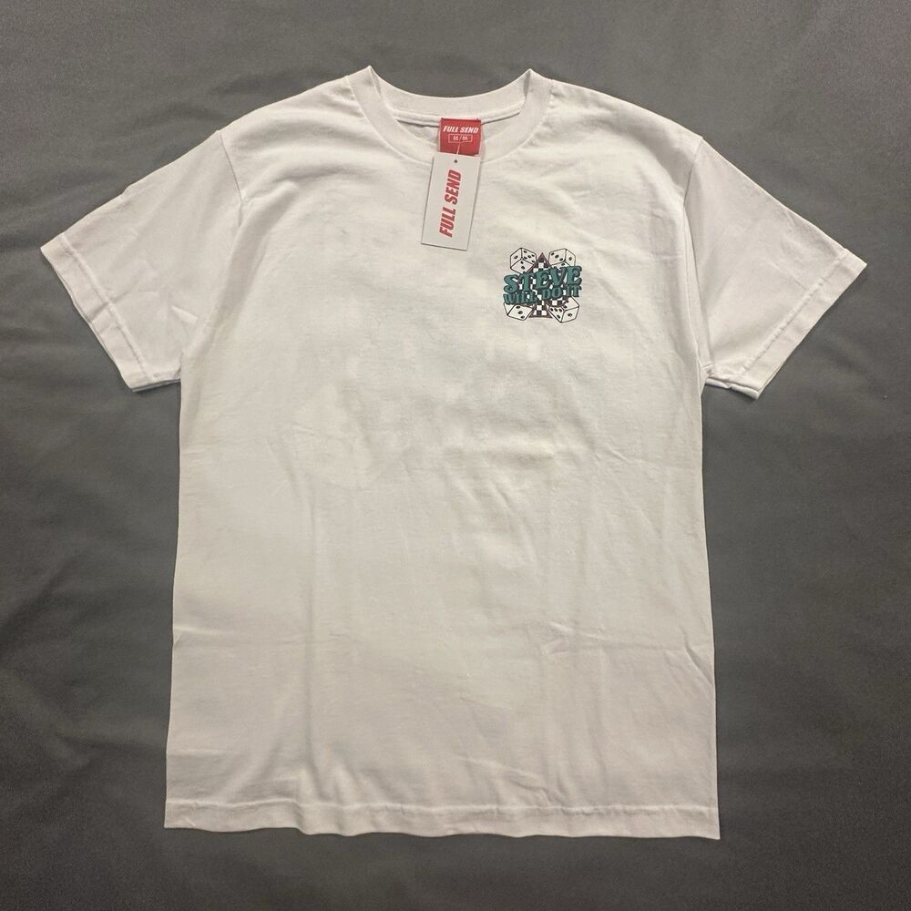 Full Send SteveWillDoIt T-Shirt Mens M Nelk Boys Casino Dice White